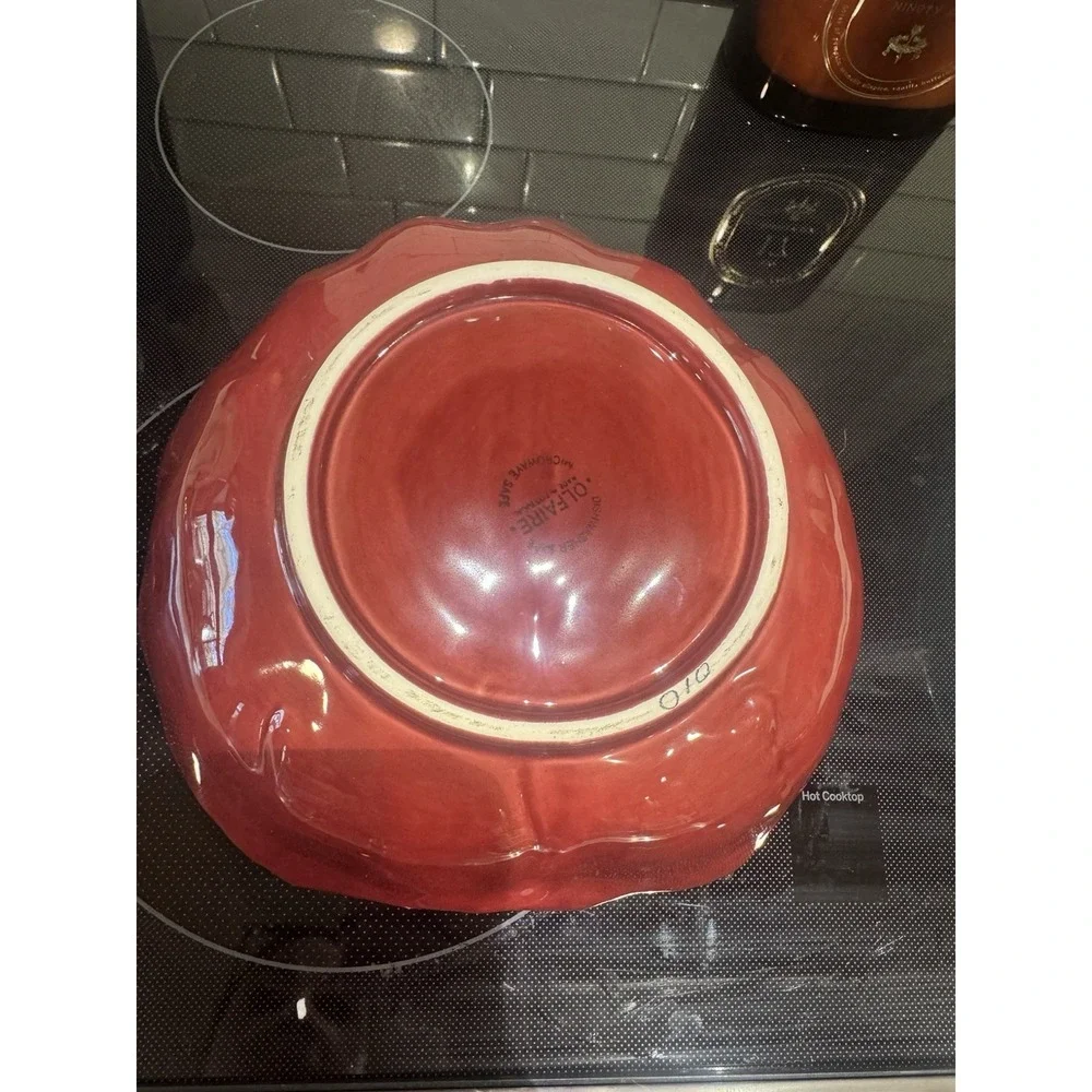 Vintage Olfaire Majolica Deep Red Cabbageware Large 10